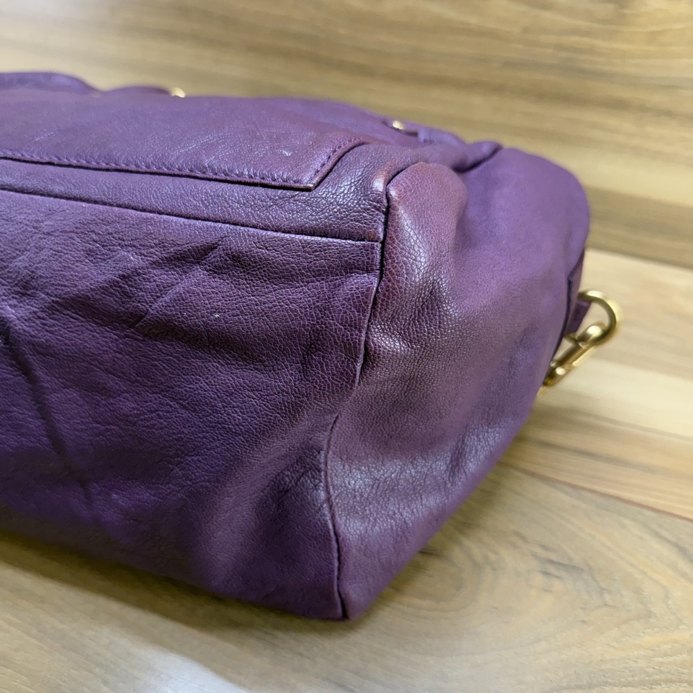 Marc By Marc Jacobs Preppy Pearl Satchel Large Purple Leather Crossbody Zip Y2K - Picture 7 of 10